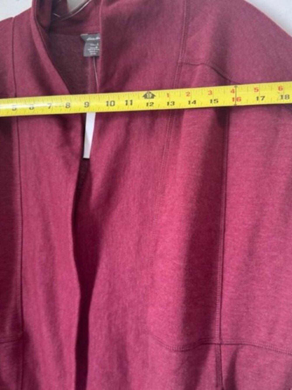 Eddie Bauer NEW Camp Cotton Fleece Wrap Pockets Cardigan Sweater Top Burgundy L - Picture 14 of 16